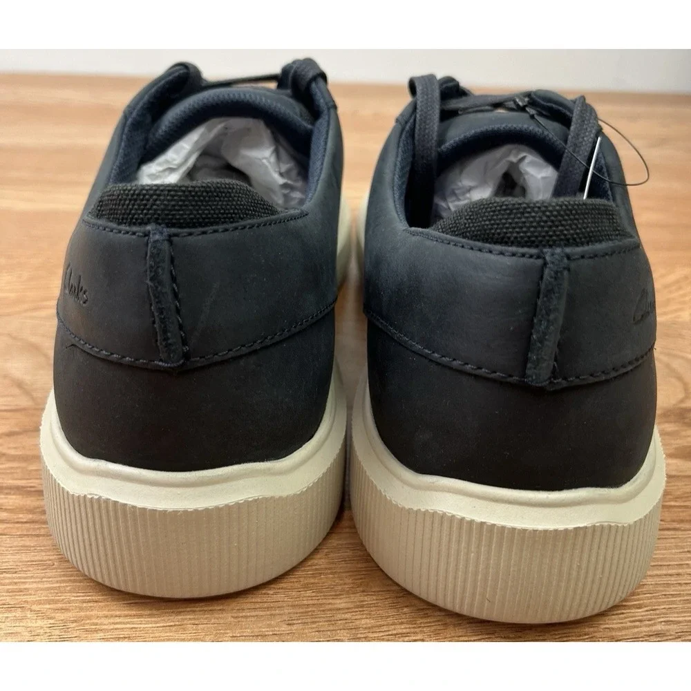Clarks Brodin Seam Leather Sneakers Navy Blue Men's Size 11.5 NEW